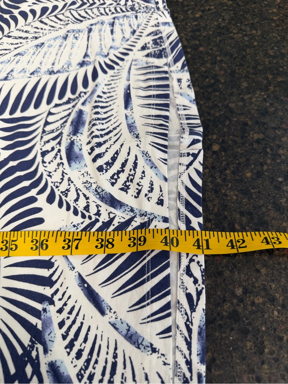 Tahari Blue White Palm Leaf Print V-Neck Stretch Women PLUS 1X Midi Summer Dress - Picture 9 of 10